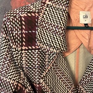 CAbi Burgundy and Pink Geometric Jacket